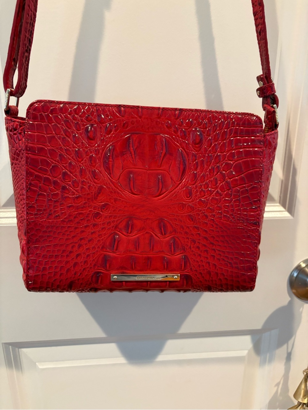 Brahmin Red Croc-Embossed Crossbody Bag